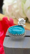 Load image into Gallery viewer, Fox Turquoise and sterling silver ring size 6