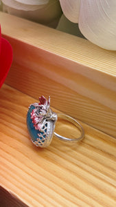 Fox Turquoise and sterling silver ring size 6