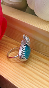 Fox Turquoise and sterling silver ring size 6