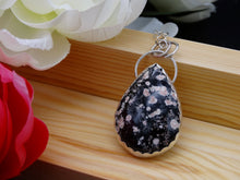 Load image into Gallery viewer, Red Snowflake Obsidian and Silver necklace