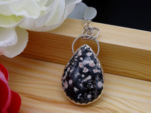 Load image into Gallery viewer, Red Snowflake Obsidian and Silver necklace