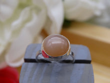 Load image into Gallery viewer, Peach Moonstone and silver ring size 6 1/2