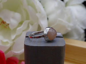 Peach Moonstone and silver ring size 6 1/2