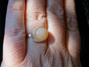 Peach Moonstone and silver ring size 6 1/2