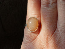 Load image into Gallery viewer, Peach Moonstone and silver ring size 4 1/2