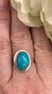 Kingman Turquoise and Silver Ring Size 8 1/2