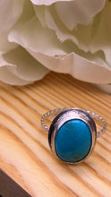 Load image into Gallery viewer, Kingman Turquoise and Silver Ring Size 8 1/2