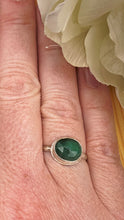 Load image into Gallery viewer, Natural Emerald and Silver Ring Size 8