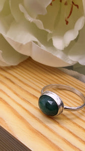 Natural Emerald and Silver Ring Size 8