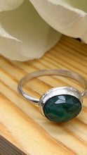 Load image into Gallery viewer, Natural Emerald and Silver Ring Size 8