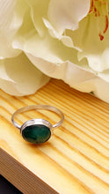 Load image into Gallery viewer, Natural Emerald and Silver Ring Size 8