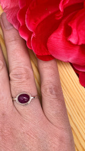 Natural Ruby and Silver Ring Size 7 3/4