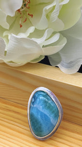 Larimar and Silver Ring Size 7 3/4