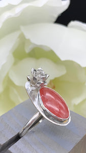 Rhodochrosite and Silver Ring Size 7 1/2 - 7 3/4