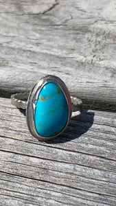 Kingman Turquoise and Silver Ring Size 9 1/2