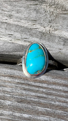 Kingman Turquoise and Silver Ring Size 9 1/2