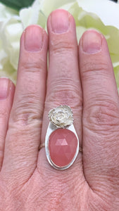 Guava Quartz and Silver Ring Size 9 1/4-9 1/2